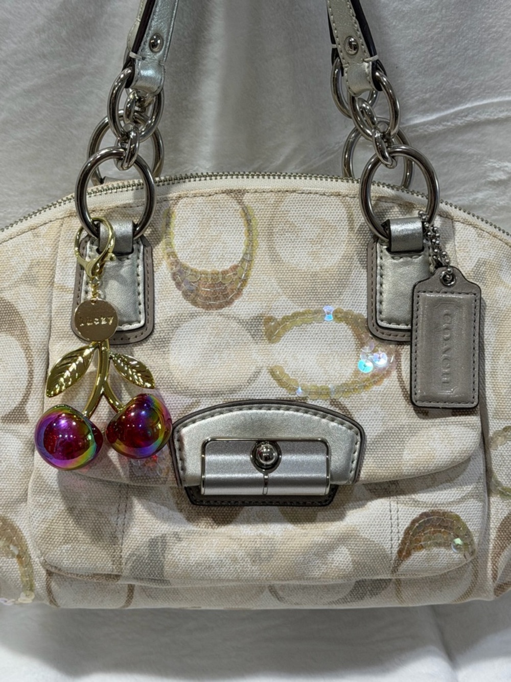 Coach Kristin Signature Dome Sequin Satchel Shoulder Bag #19338 - Picture 8 of 10